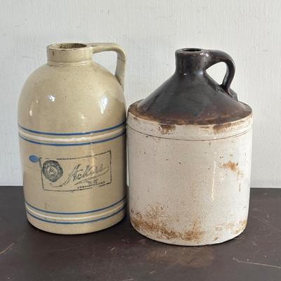 LOT 412: Antique Finley Acker's Salt Glaze Jug & Unmarked Jug