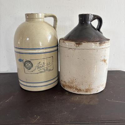 LOT 412: Antique Finley Acker's Salt Glaze Jug & Unmarked Jug