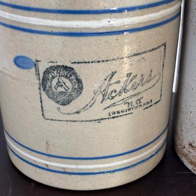 LOT 412: Antique Finley Acker's Salt Glaze Jug & Unmarked Jug