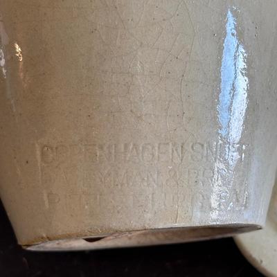 LOT 413: Vintage Copenhagen Stoneware Snuff Jar & Antique Stoneware Jugs