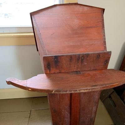 LOT433: Vintage Wood Doll Cradle and Small Wood Side Table