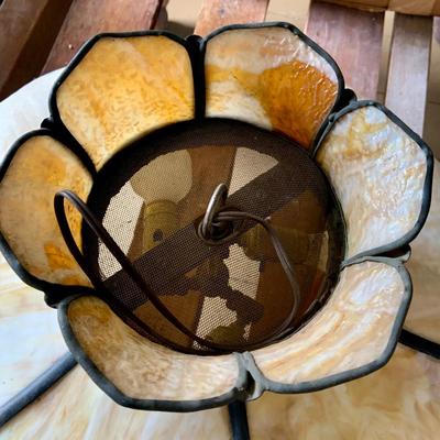 LOT 434: Vintage/Antique Large Slag Glass Hanging Lamp