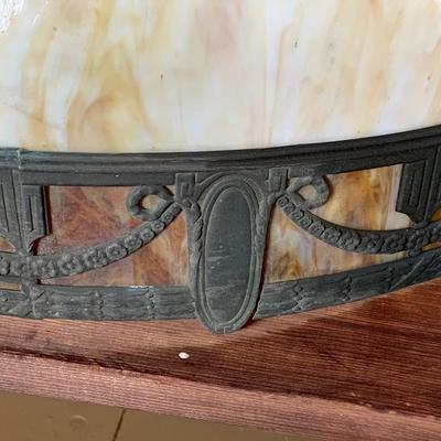 LOT 434: Vintage/Antique Large Slag Glass Hanging Lamp