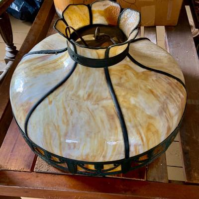 LOT 434: Vintage/Antique Large Slag Glass Hanging Lamp