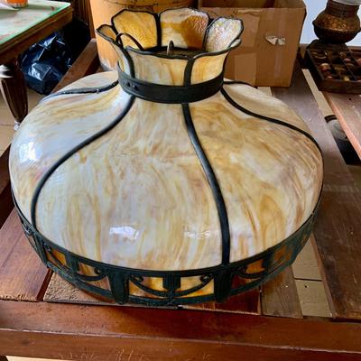 LOT 434: Vintage/Antique Large Slag Glass Hanging Lamp