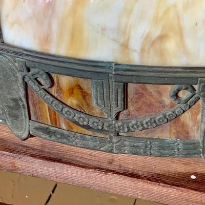 LOT 434: Vintage/Antique Large Slag Glass Hanging Lamp