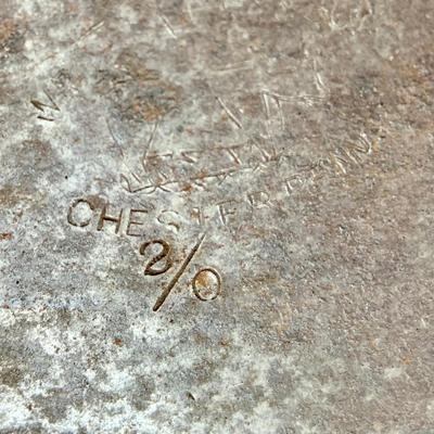 LOT 435: Antique/Vintage Long Cast Iron Oval Griddle with Spout, Oval Cast Iron Pot with Lid, Butcher's Clever with Wood Handle and...