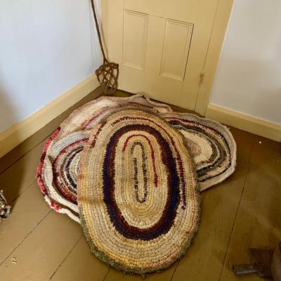 LOT 438: Set of 3 Handcrafted Primitive Braided Oval Rag Rugs
