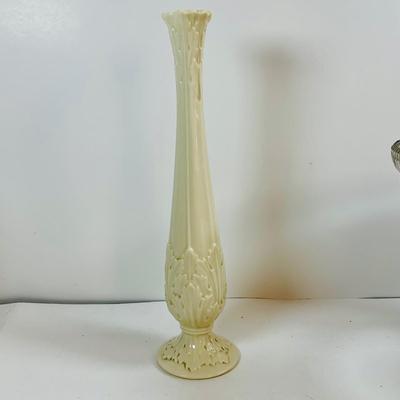 LOT439: Lenox Bud Vase and Small Gold Rimmed Lemon Shaped Nut Bowl, Crystal Compote and More