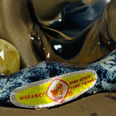 LOT 442: Asian Inspired Collection Including 3 Shiwan Ceramic Fishermen, 2 Beautiful Japanese Silk Landscapes and More