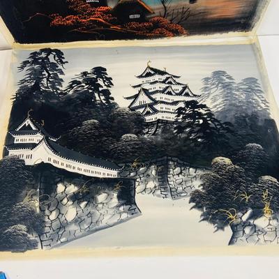 LOT 442: Asian Inspired Collection Including 3 Shiwan Ceramic Fishermen, 2 Beautiful Japanese Silk Landscapes and More