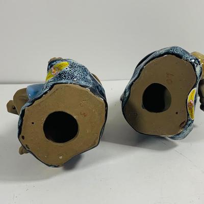 LOT 442: Asian Inspired Collection Including 3 Shiwan Ceramic Fishermen, 2 Beautiful Japanese Silk Landscapes and More