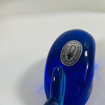 LOT 443: Pilgram Glass Whale, Imperial Glass Covered Candy Dish, Mid Century Small Striped Glass Vases, and More