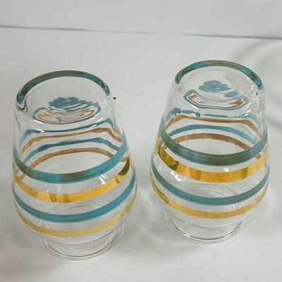 LOT 443: Pilgram Glass Whale, Imperial Glass Covered Candy Dish, Mid Century Small Striped Glass Vases, and More