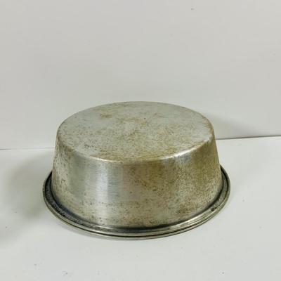 LOT444: Vintage Uranium Glass Measuring Cup, Mini Wood Rolling Pins, Mini Cake Pans, Mini Bunt Cake Pans and a Glass Hen on a Nest