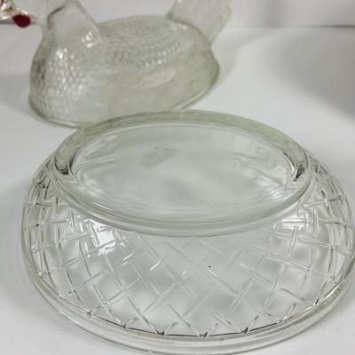 LOT444: Vintage Uranium Glass Measuring Cup, Mini Wood Rolling Pins, Mini Cake Pans, Mini Bunt Cake Pans and a Glass Hen on a Nest