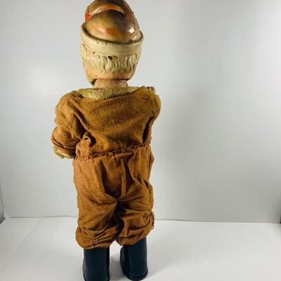 LOT 445: Vintage/Antique Composite Santa Doll, Handcrafted Wood Santa Face and a Vintage Santa Booklet