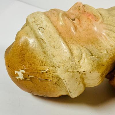 LOT 445: Vintage/Antique Composite Santa Doll, Handcrafted Wood Santa Face and a Vintage Santa Booklet