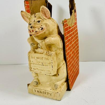 LOT446: Vintage Thrifty the Pig Cast Iron Piggy Bank with Original Box