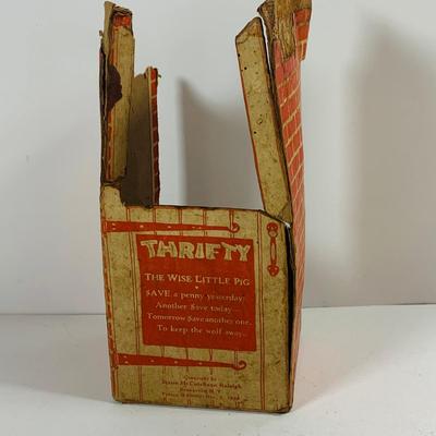 LOT446: Vintage Thrifty the Pig Cast Iron Piggy Bank with Original Box