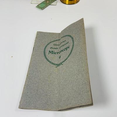 LOT 447: Vintage Brass Three Power French Compound Miroscope Made by the Perry Mason Company