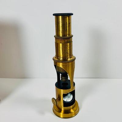 LOT 447: Vintage Brass Three Power French Compound Miroscope Made by the Perry Mason Company