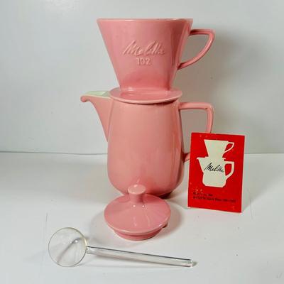 LOT:449: Pink Melitta Coffee Maker/Pot with Lid, 2 Cronin Cameron Clay Pottery Pink French Casserole w/Black Lid (Only 1 Pictured) 2...
