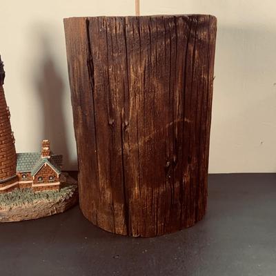 LOT450: Nautical Collection with Large Handcrafted Wooden Seagull on a Log, Wood Model Boat. Light-up Light House, Sea Shells and Kinetic...