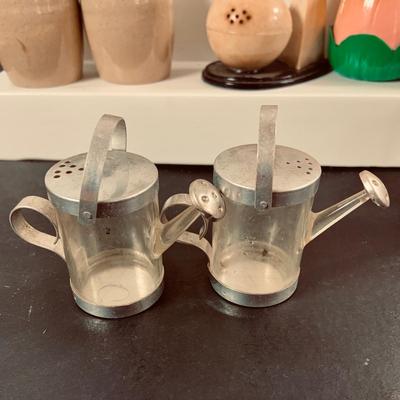 LOT451: Large Collection of Vintage Salt and Pepper Shakers Most with Cork Stoppers Including the Kool Cigarettes Penguin Shakers and More