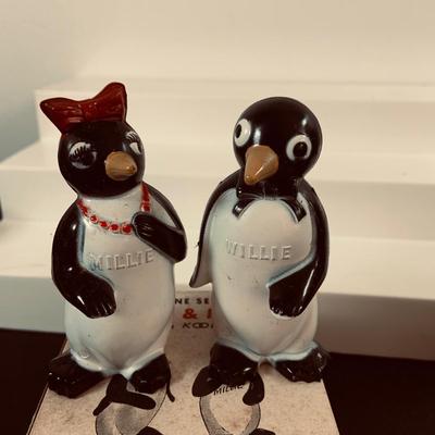 LOT451: Large Collection of Vintage Salt and Pepper Shakers Most with Cork Stoppers Including the Kool Cigarettes Penguin Shakers and More