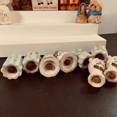 LOT451: Large Collection of Vintage Salt and Pepper Shakers Most with Cork Stoppers Including the Kool Cigarettes Penguin Shakers and More