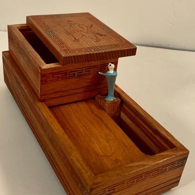 LOT 452: Beautiful Collection of Cloths and Collectables from Japan Including Wood Shoes, Fan, Rare Mechaincal Wooden Cigarette Roll Top...