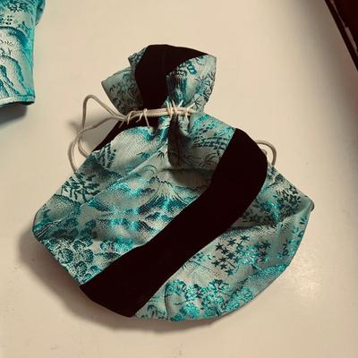 LOT 452: Beautiful Collection of Cloths and Collectables from Japan Including Wood Shoes, Fan, Rare Mechaincal Wooden Cigarette Roll Top...