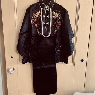 LOT 452: Beautiful Collection of Cloths and Collectables from Japan Including Wood Shoes, Fan, Rare Mechaincal Wooden Cigarette Roll Top...