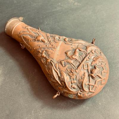 LOT 453: Antique Copper Powder Flask