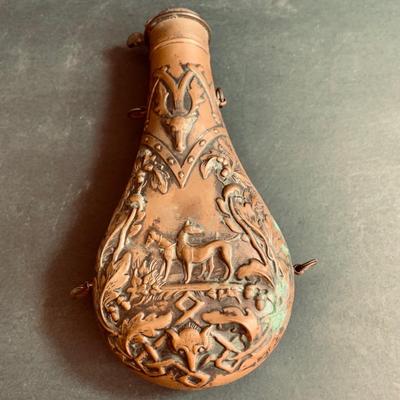 LOT 453: Antique Copper Powder Flask