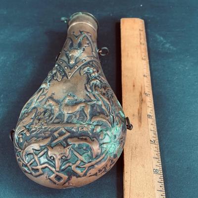 LOT 453: Antique Copper Powder Flask