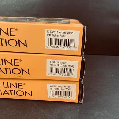 LOT 454: K-line Aviation Model Airplanes 1:48 Scale - Army Air Corps p40 Fighter Plane, Us Navy Vought F4U Corsair (WWII) and Army Air...