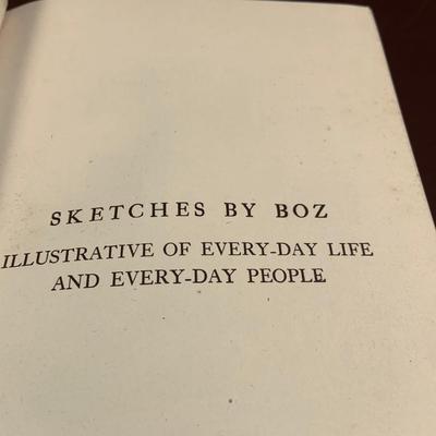 LOT 455: Collection of Antique Books and Bronze Bookends Including 1876 Old Abe by Barrett, Aesop's Fables 1844, Sketches by Boz...