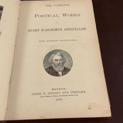 LOT 455: Collection of Antique Books and Bronze Bookends Including 1876 Old Abe by Barrett, Aesop's Fables 1844, Sketches by Boz...