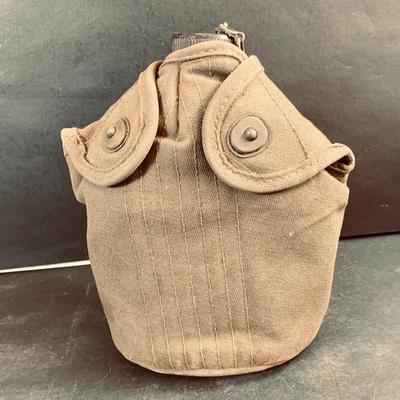 LOT 458: Collection of Vintage Canteens and 3 Ideal Pure Aluminum Pots/Containers and a Boy Scout Fork and Knife Case