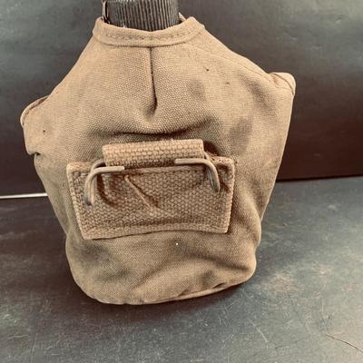 LOT 458: Collection of Vintage Canteens and 3 Ideal Pure Aluminum Pots/Containers and a Boy Scout Fork and Knife Case