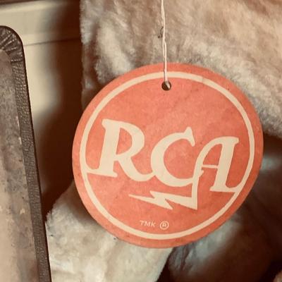 LOT 460: RCA Nipper Dog Plushes and a Book of Glenn Miller RCA 45's