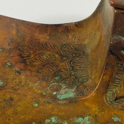 LOT462: Antique Bronze Ink Well Tray and Tin Comb and Brush Tray/ Holder