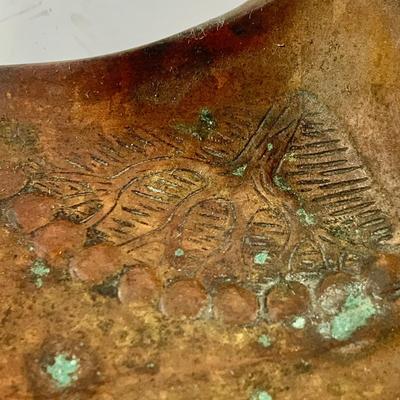 LOT462: Antique Bronze Ink Well Tray and Tin Comb and Brush Tray/ Holder