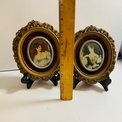 LOT463: Victorian Collection Including 2 Milk Glass Painted Bottles with One Stopper, 2 Cameo Creations and a Ornate Gold and Floral...