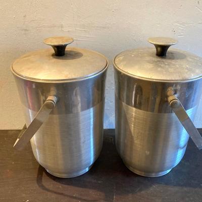 LOT 464: Vintage Celebration / Entertaining Collection - Roly Poly Ombre Glasses, Aluminum Ice Buckets, Pitcher, Party Kit Puerto Rican...