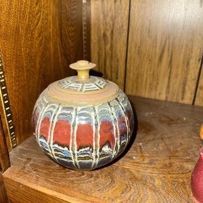 Drip glaze lidded jar