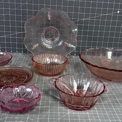Large Collection of PINK Depression Glass