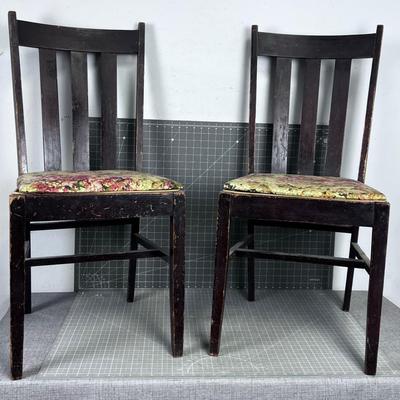 2 Old Oak Antique Side Chairs